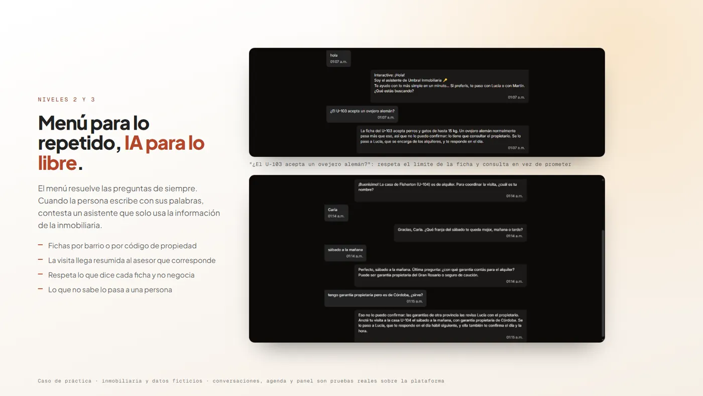 el chatbot y el asistente con IA respondiendo
